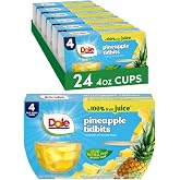 Dole Fruit Bowls Pineapple Tidbits, 4oz, 24 Total Cups | In 100% Juice Snacks, Gluten &amp; Dairy Free