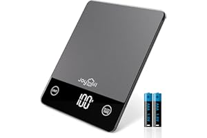 JOYHILL Food Scale, 22lb Digital Kitchen Scale Food Ounces and Grams for Weight Loss, Baking and Cooking, Premium Stainless Steel with LED Display, Batteries Included, Black