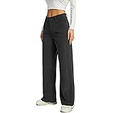 KICZOY Women's Corduroy Loose Mid Rise Pant Casual Fall Straight Leg Elastic Waist Pants with Pockets