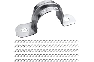 Airmont Products 1/2 Inch Two Hole Snap-On EMT Conduit Pipe Strap, Reinforced Rib, Galvanized Zinc Plated Metal, Tension Clamp, Pack of 100