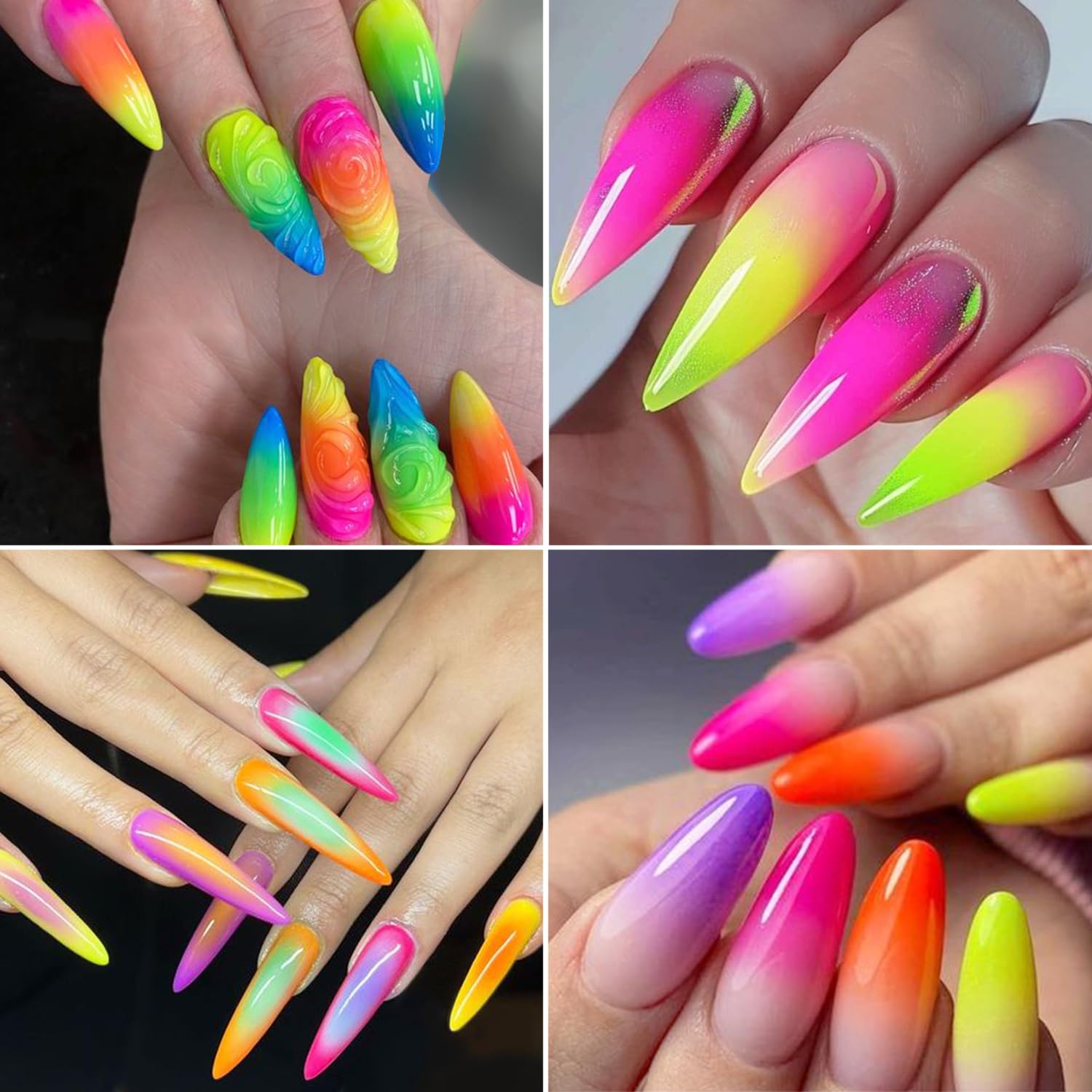 Fcozpjk Neon Phosphor Pigment Powder Set 10 Colors Solid Neon Pigment Powder for Nails Fluorescent Nail Glitter Aura Nail Powder Summer Nail Decoration Ombre Gradient Rub Dust Manicure Glitter - Image 6