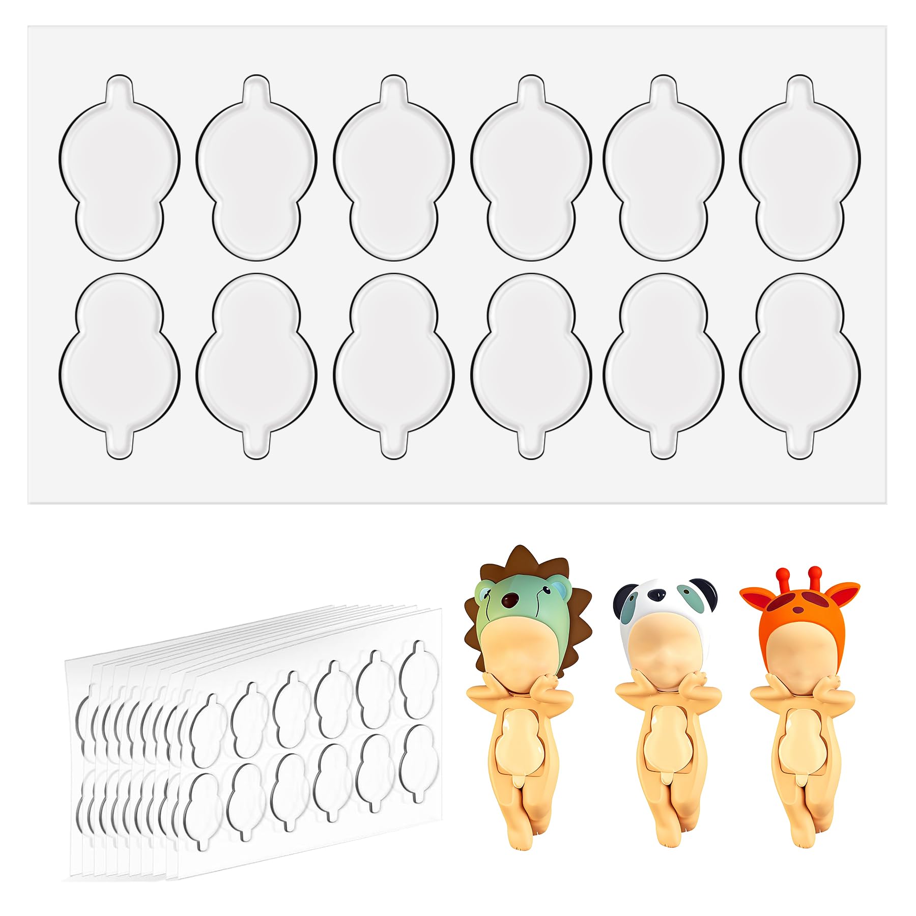 Photo 1 of 120pcs Clear Adhesive Tape for Sonny Angel Hipper, Double Sided Adhesive Dots, Removable Clear Dots Sticky Tack, Adhesive Putty for Wall Hanging Crafts, Balloon Party Decorations Poster