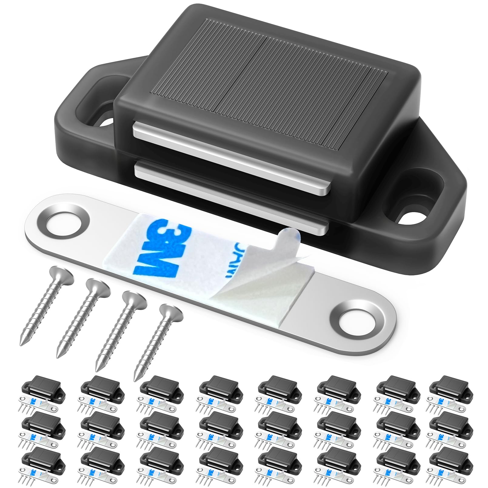 Tonitrui Cabinet Magnetic Catch Magnetic Cabinet Door Catch Magnetic Cabinet Latch for Kitchen Drawer Magnets to Stay Closed Magnetic Catch Closet for Drawer（Black 24 Pack）