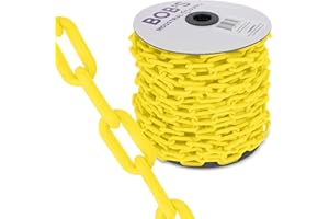 BISupply Yellow Plastic Chain Links - 125ft x 2in Plastic Barrier Chain for Safety Crowd Control or Plastic Links Halloween Decor Chains for Costumes