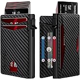 RUNBOX Slim Card Wallet for Men with ID Window – Minimalist RFID Wallet, Pop-Up Function, Ultra Thin Design, Metal Business Card Case Holds 8+ Cards, Gifts for Men, Men's Accessories