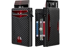 RUNBOX Slim Card Wallet for Men with ID Window – Minimalist RFID Wallet, Pop-Up Function, Ultra Thin Design, Metal Business Card Case Holds 8+ Cards, Gifts for Men, Men's Accessories