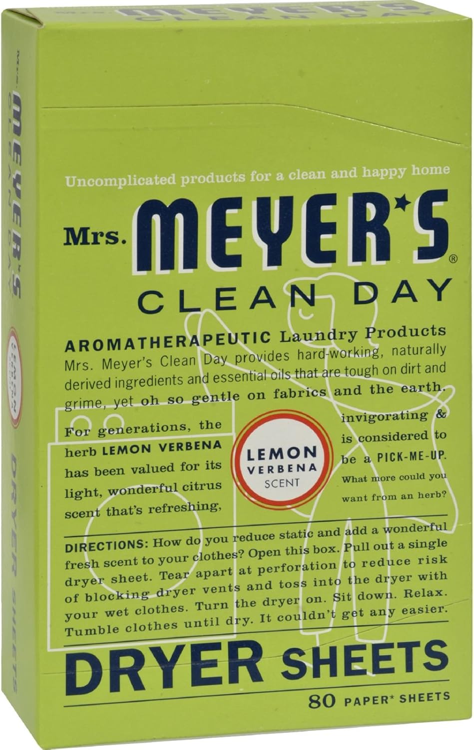 Amazon Mrs Meyers Dryer Sheets Lemon Verbena 80 Sheets Pack