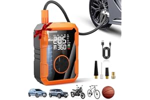 LAZYSHINE Portable Air Pump for Car Tires, 150 PSI Tire Inflator Cordless with LED Light, Rechargeable Auto Shut-off Air Compressor 2X Fast Inflation Tire Pumps for Car Bike Motorcycle Ball, Christmas Gift