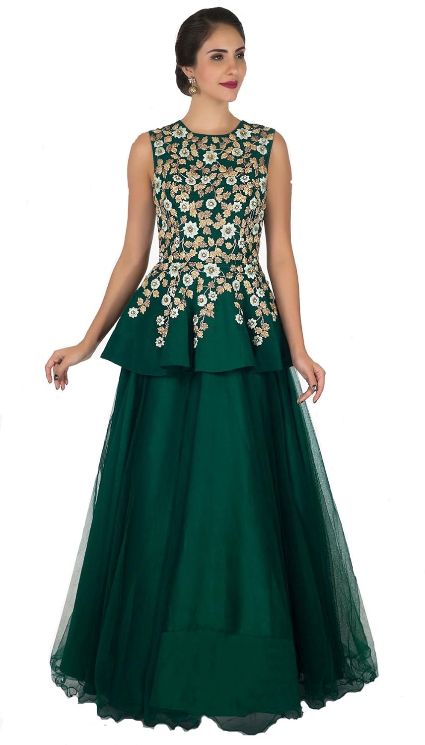 globalia creation women's western skater dress with gowns (green)