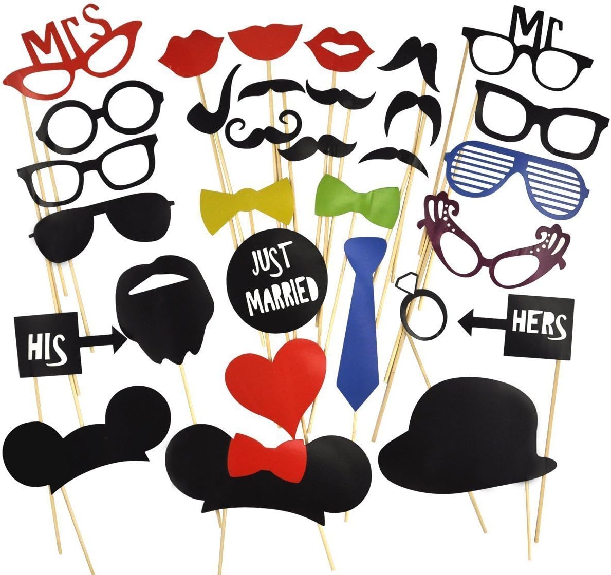 Amazon Co Jp Smo Photo Props フォト プロップス 31本セット結婚式 パーティー 記念撮影 小道具 おもちゃ