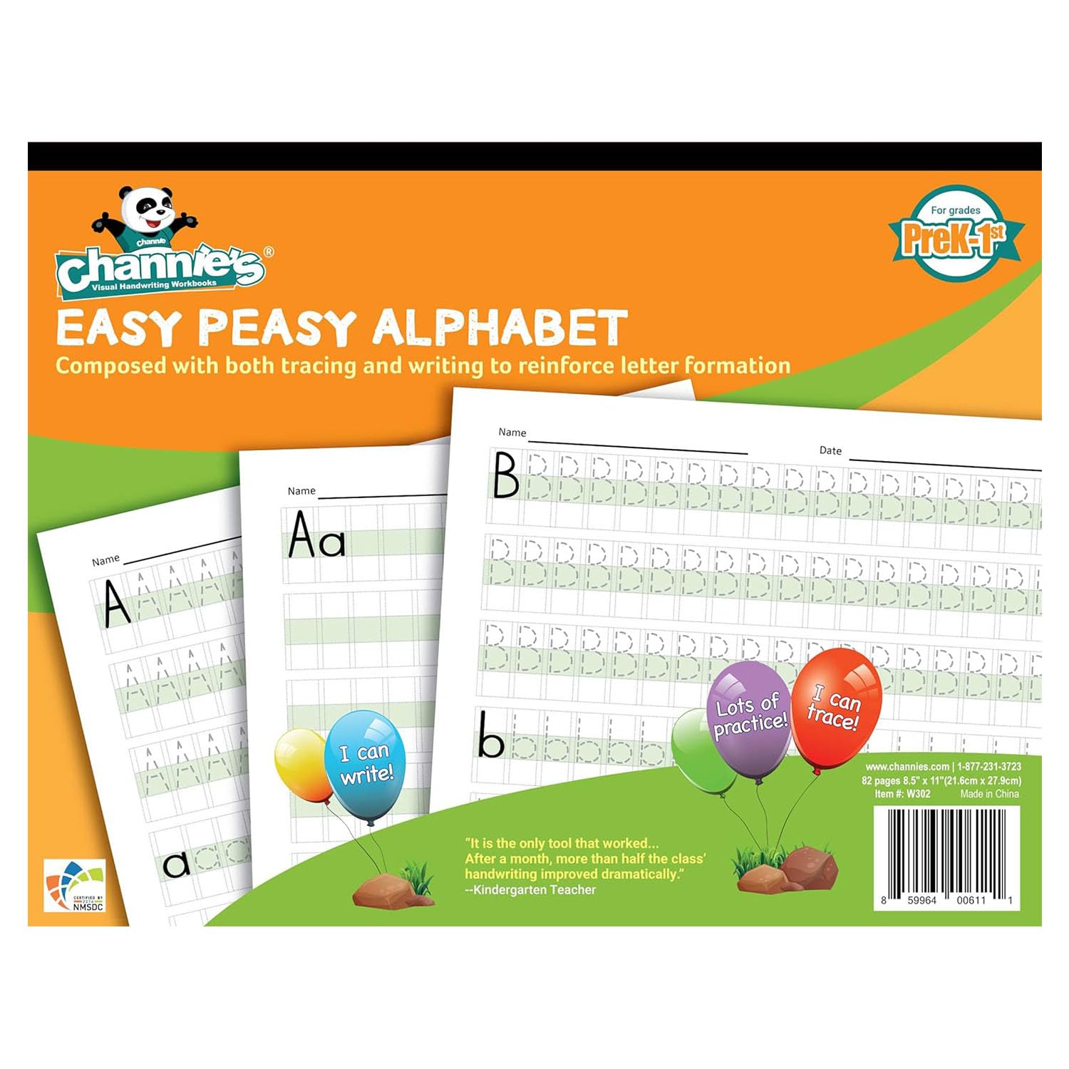Channie's Easy Peasy Alphabet Handwriting WORKBOOK Combine Both TRACING & Writing. Lots PRACTICES! Most Visual & Simple WORKBOOK ON The Market