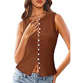 Tankaneo Womens Going Out Tops Summer Cute Ribbed Tank Crop Button Up Vest Top Y2K Sexy Outfits