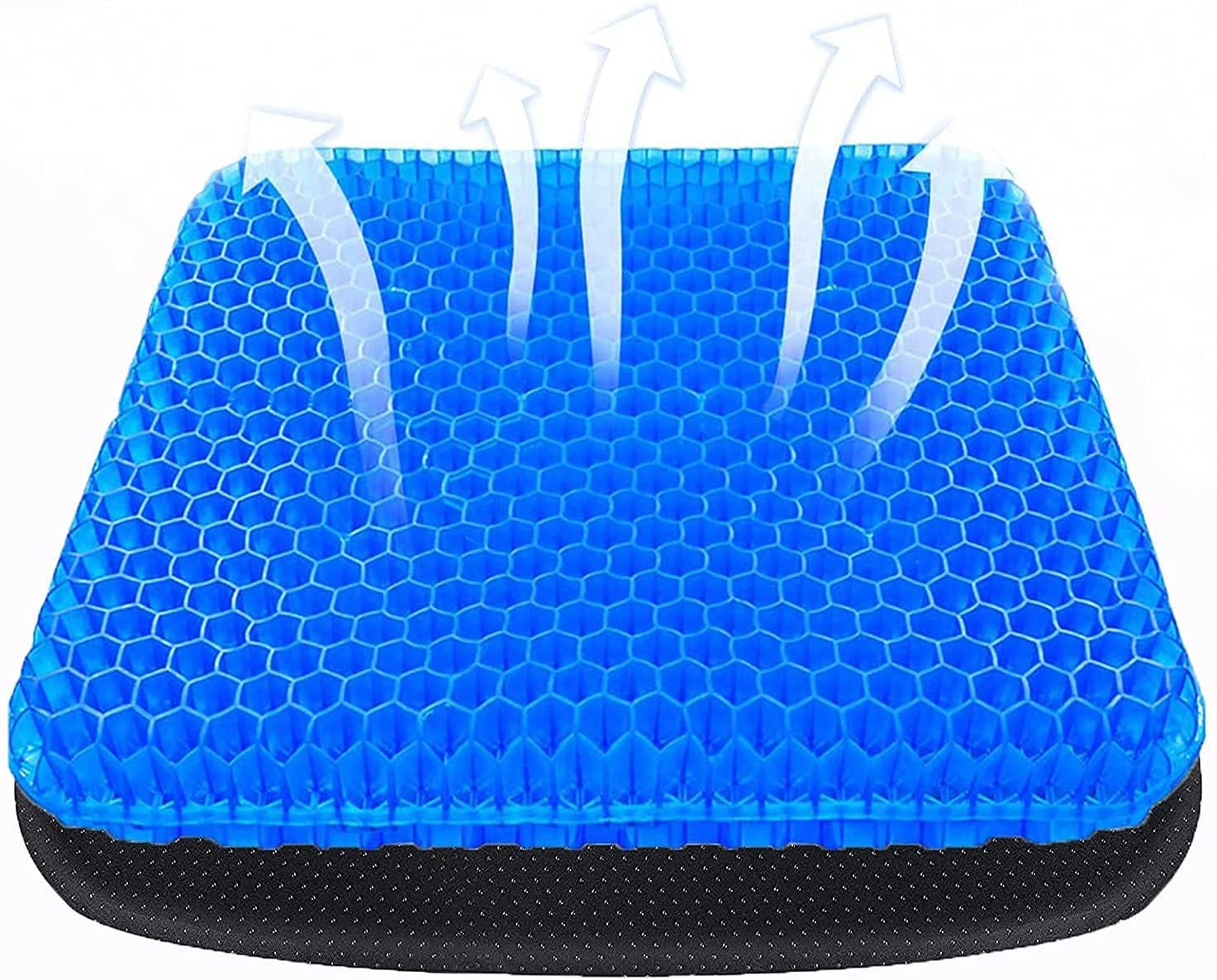 Gel Seat Cushion for Long Sitting,Cushion Chair Pad,Double Thick Breathable Cool Pad with Non-Slip Cover Honeycomb Design Relieving Back coccyx Pain pressure cushion for Car/Office/Home/Wheelchair