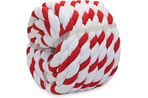 BONSINY Red and White Rope 1 inch x 50 feet - Twisted Thick Cotton Rope for Crafts Landscaping Tug of War DIY Projects Christmas Decor