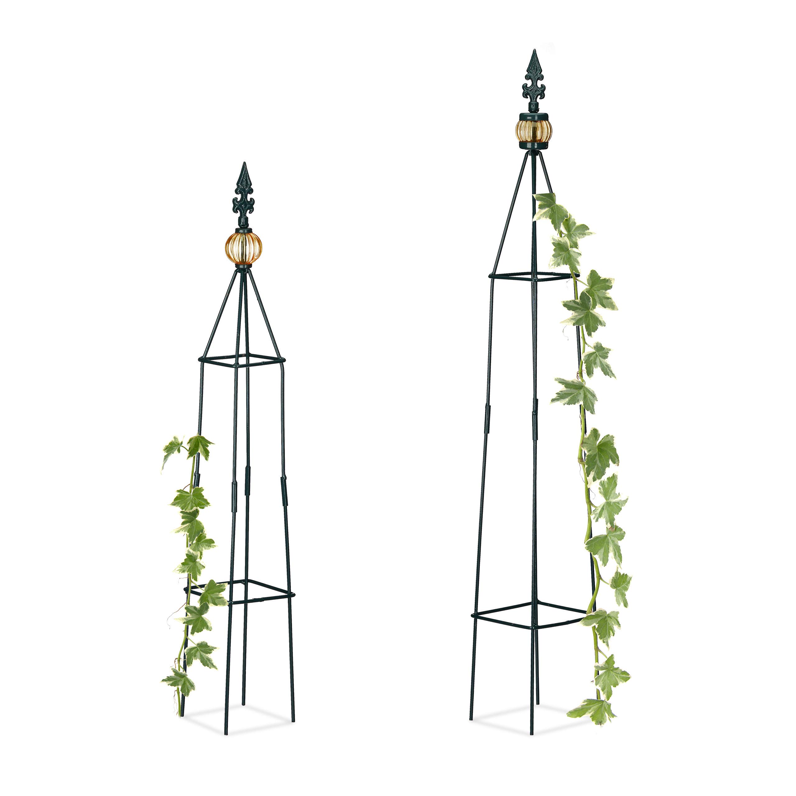 Relaxdays Trellis Set of 2, Freestanding, Flowerbed, Potted Plants, Weatherproof, Aid H: 99.5 x 81 cm, Dark Green