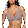 OEAK Womens Deep V Bras Wireless Comfortable Bra Supportive No Underwire Bras Tshirt Push Up Bralettes Plunge Seamless Bra