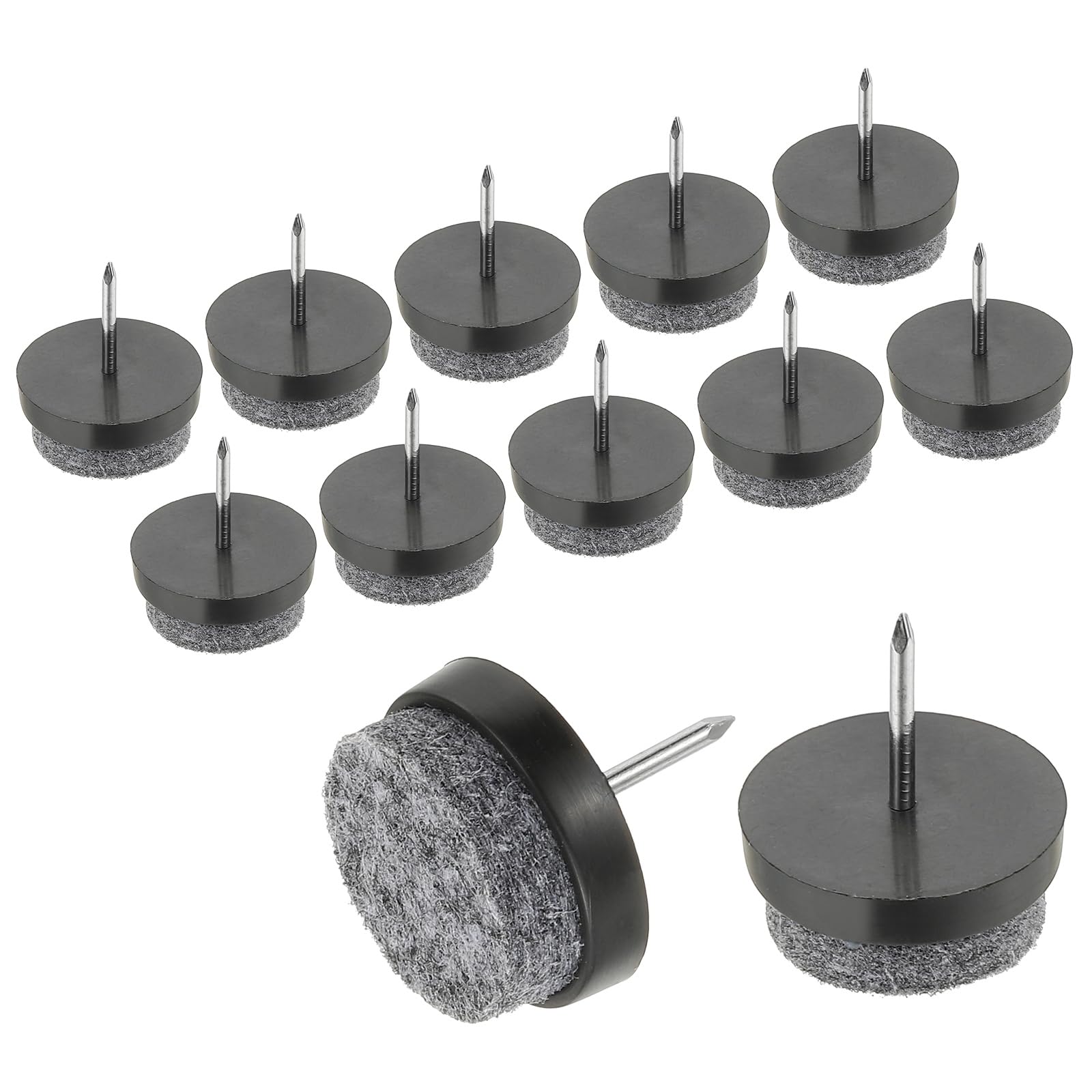 PATIKIL 0.79" Screw-on Furniture Felt Pad, 40 Pcs Nail on Chair Leg Floor Protectors Glide Round Slider Screw-in for Chair Table Furniture, Black
