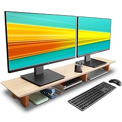 Aothia Large Dual Monitor Stand Riser, Solid Wood