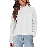 Uincloset Women's Cross Over High Neck Sweatshirts Oversized Long Sleeve Pullover Tops Casual Fall Winter Outfits