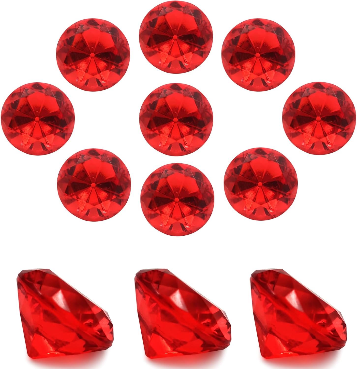 Vase Fillers - XHKDSYMC 100Pcs Clear Acrylic Diamonds 25mm Wedding Table Scatters Gemstones Confetti for Vase Fillers,Floral Decor,Bridal Shower Decorations,Home Centerpieces,Candle Display (Red)