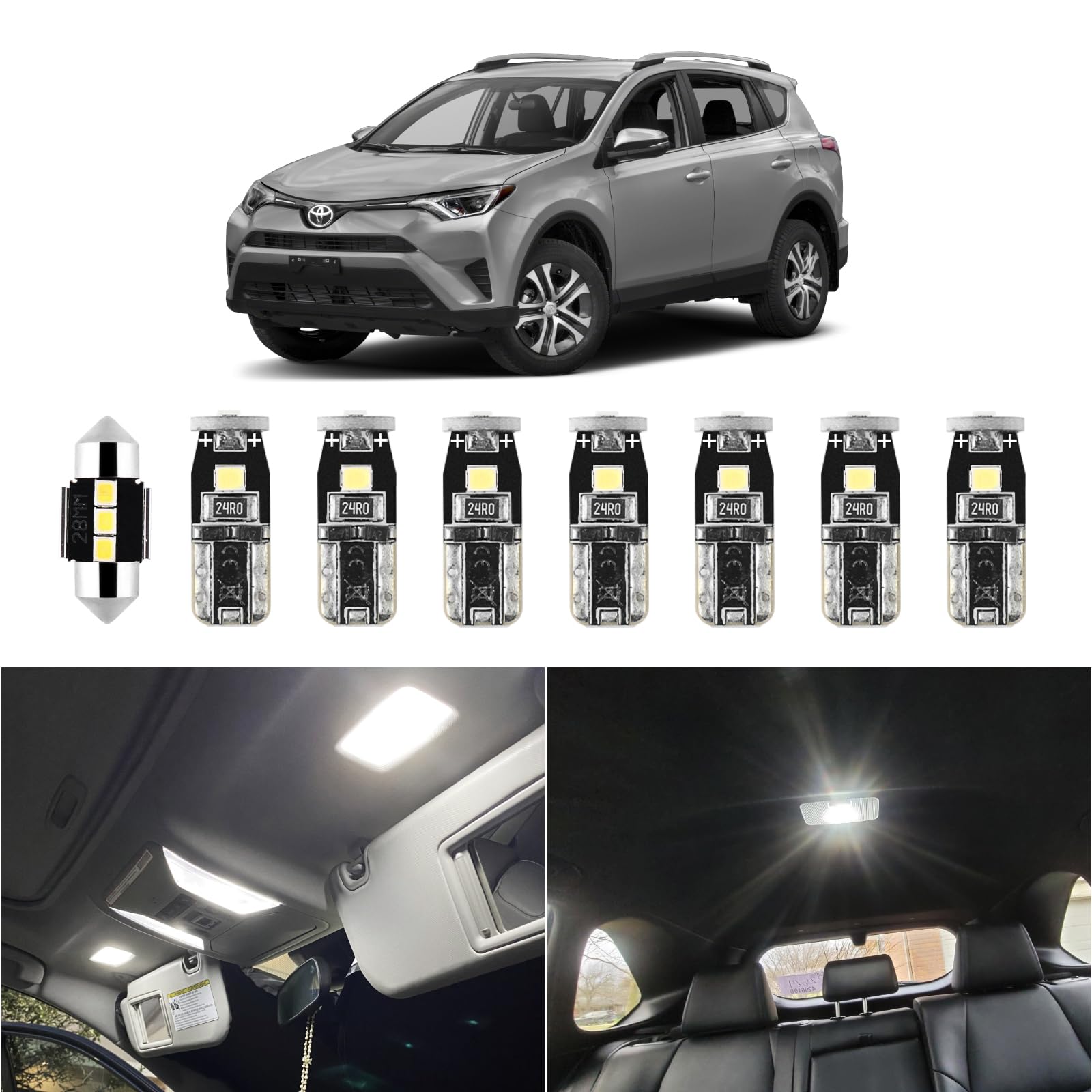 Photo 1 of EASY EAGLE LED Interior Car Lights for Toyota-RAV4-2016-2022: 8 Piece Kit White LED Light Bulbs - Super Bright 6000K + Install Tool