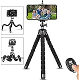 Phone Tripod,Portable and Flexible Adjustable Cell Phone Stand Holder with Remote and Universal Clip Compatible with iPhone A