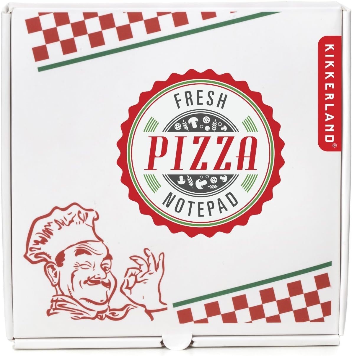 Kikkerland Pizza Notepad, 130 Notes, Box Holder, multicolor, 94 x 89 mm