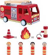 SOKA Wooden Fire Engine Truck with Figurines Montessori Toy Set Ages 3+ view 9