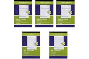 MEGADEAL 5 Pack Large Sales Order Book Receipt Invoice Duplicate Carbonless Copy 50 Sets 5.5" X 8"5