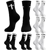 Chicingyou Christian Cross Socks Bulk Inspirational Religious Crew Socks with Bible Verse for Men Youth Catholic Saint God