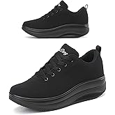 RUIDENG Platform Sneakers for Women Walking All Day | Slip Resistant Work Shoes for Women Comfortable | 2 Inch Thick Wedge Rocker Bottom