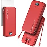 aonidi 20000mAh Ultra-Portable-Charger-Power-Bank PD20W with Built in Cables&AC Wall Plug,Fast Charging Cell Phone Charger Battery Pack,LED Display Travel Battery Bank for All iPhone,Samsung,Android