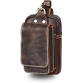 Le'aokuu Mens Womens Unisex Genuine Leather Waist Hip Bum Hook Belt Hang Bag Pack 1609