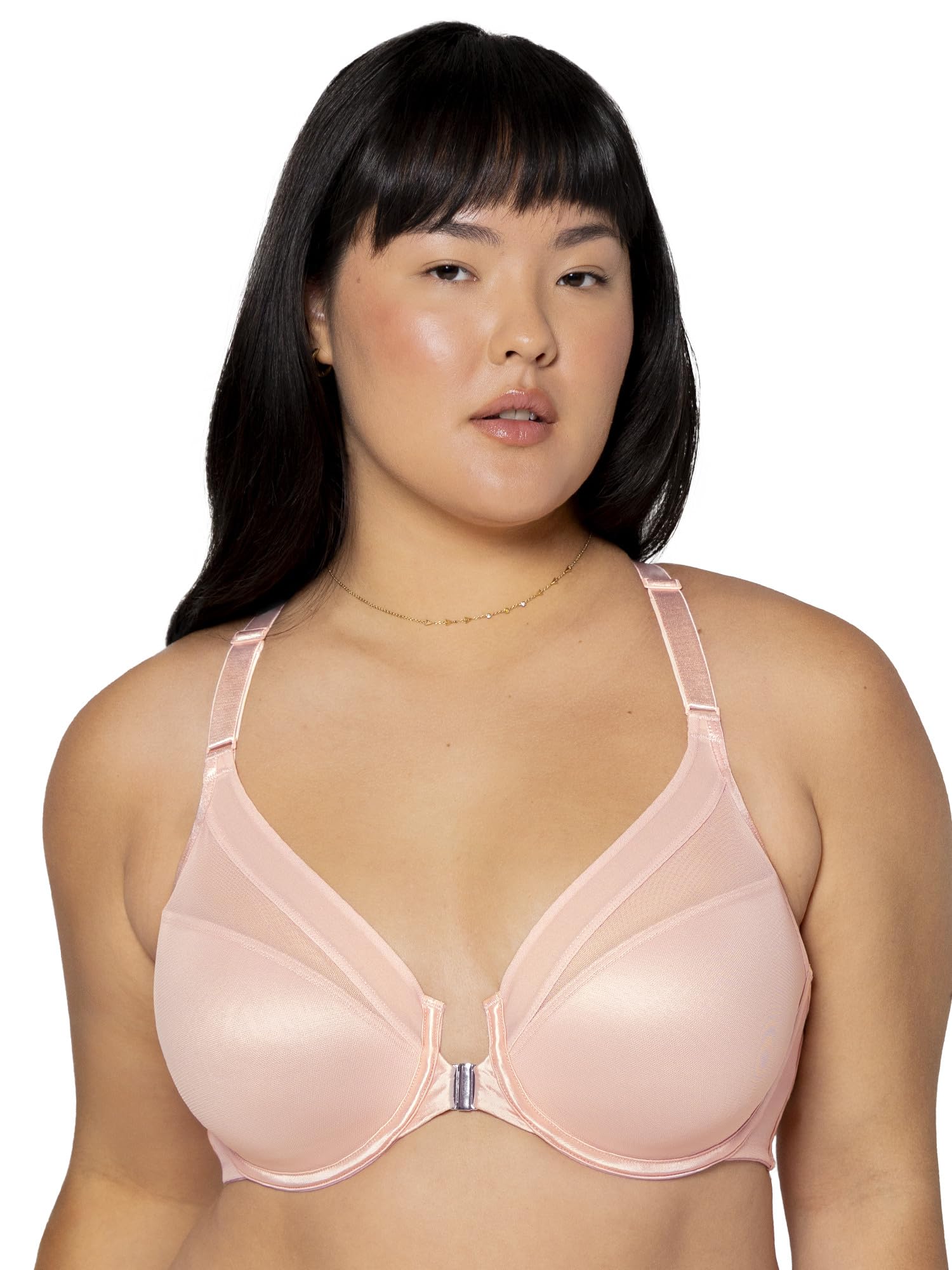 Photo 1 of 36d. Curvy Couture Sheer Mesh Racerback T-Shirt Bra, Pink