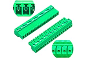 GENERIC Tcenofoxy 3.81mm Male & Female 2/3/4/5/6/7/8/9/10/11/12/13/14/15/16/18/20/24 Pin Phoenix Connector No Soldering Green PCB Screw Terminal Block Connector (1Set 3.81MF-18Pin)