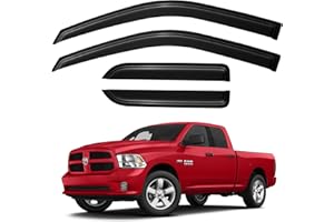 YQAUTEC Window Visors Rain Guards for 2009-2018 Dodge Ram 1500 Quad Cab, Out-Channel Window Vent Wind Deflectors Visors Shades for 2019-2023 Ram 1500 Extended Cab Classic Model