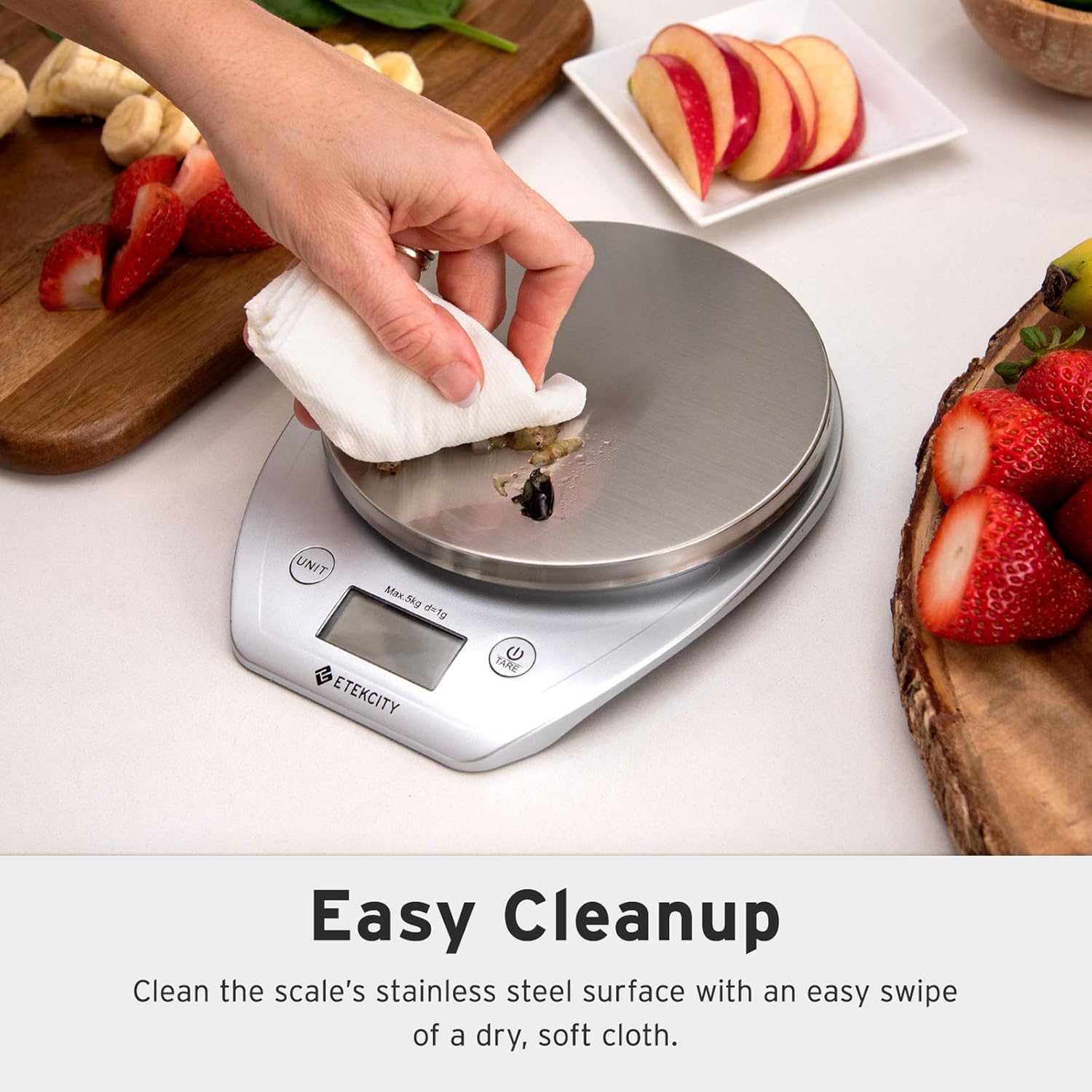 Etekcity 0.1g Food Scale with Bowl Digital Kitchen Weight Grams and Ounces for Cooking and Baking, Large Backlit Display, Silver/Stainless Steel: Kitchen & Dining