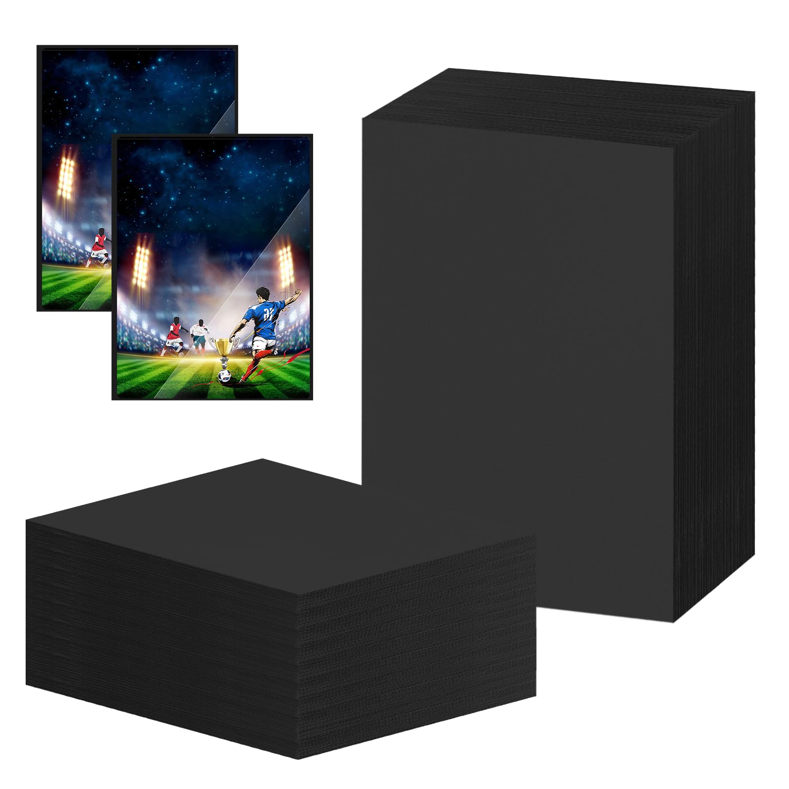 Sinmaklin 200PCS Color Card Sleeves, Trading Card Sleeves Clear, Waterproof Penny Sleeves, Transparent Card Sleeves, Standard Size 66 x 91 mm Fits for Sports Cards, Football Cards, Game Cards (Black)