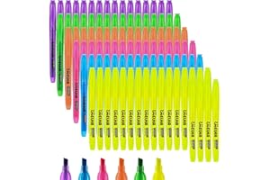 SMELHA Highlighters - 100 Pack Assorted Colors, 6 Colors Bulk, Chisel Tip, Quick Dry, Suitable for Offices, Schools, Home