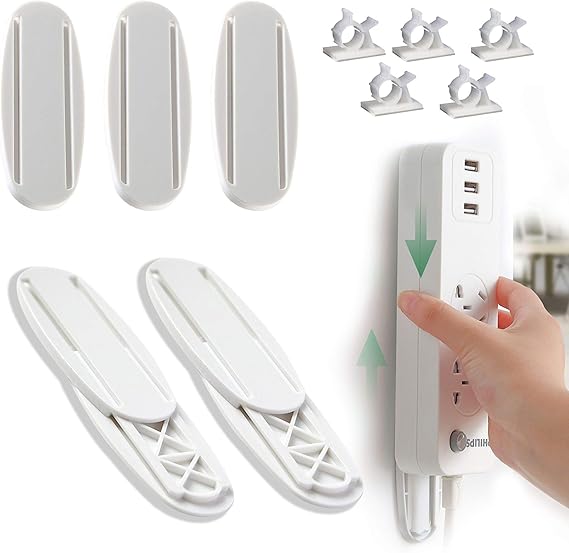 Hipeakboo Power Strip Holder Wall Mount Self Adhesive 5 Pack Cable Management