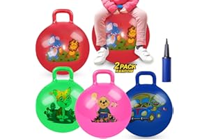 HYMAZ 2 Pcs Hopper Ball, 18inch Jumping Bouncy Balls for Kids 3 4 5 6,Sport Bounce Ball with Handle for Toddler Kids Boys Girls,Party Favors for Kids 2-6 Years