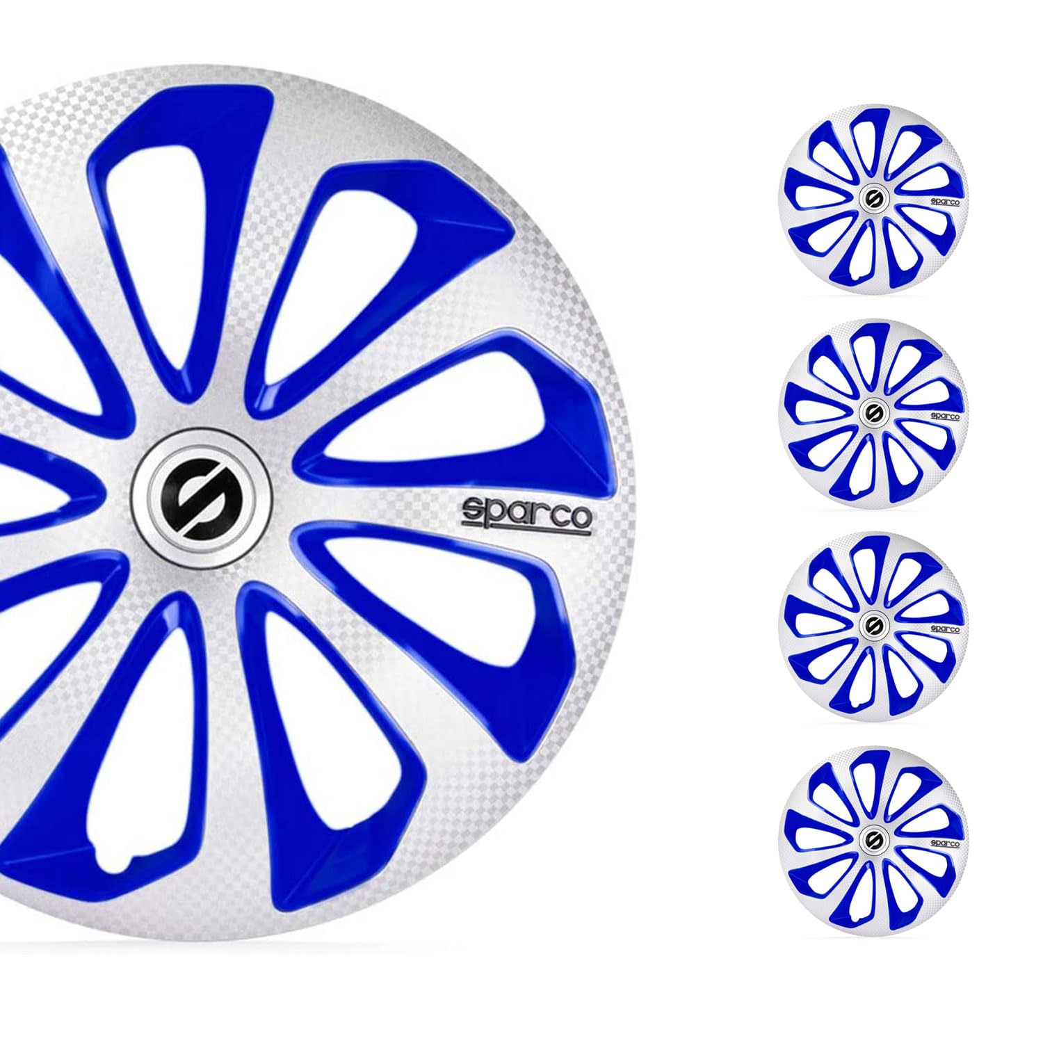 Sparco Wheel Covers Sicilia - 15-inch - Silver/Blue/Carbon - Set of 4 pieces
