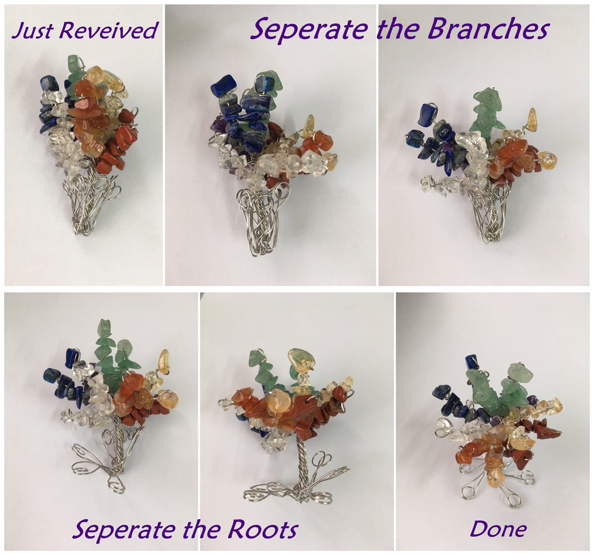 QGEM 7 Chakra Gems Tree of Life SetMoney Tree+ Irregular Chakra Stones+ Chakra Brarcelet Reiki Healing Feng Shui Spiritual Decor Ornaments