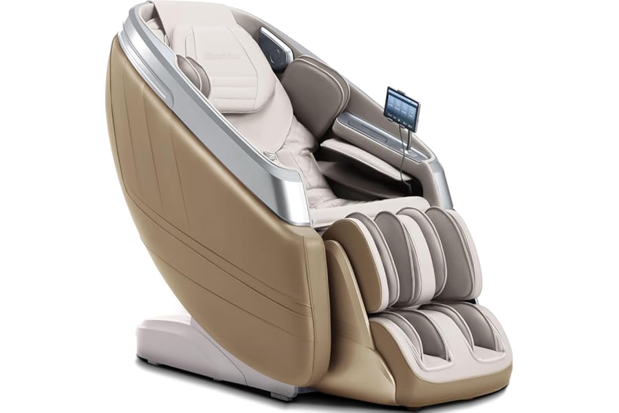 iBooMas P03 2025 4D Zero Gravity Massage Chair,APP Control Massage Chairs Full Body with SL Track,Touch Screen Navigation,Yoga Stretch,Foot Roller,Heat,Airbags,Wireless Charger (Beige)