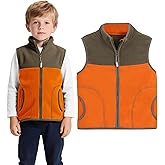 Ctenol Boys Fleece Vest – Lightweight Sleeveless Jacket with Zipper, Soft Color-Block Kids Outerwear for Fall Winter Layering