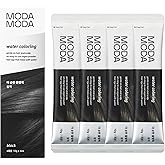 MODAMODA Water Coloring Hair Dye Black - Individually Packed Water-Activated Hair Color Powder with Polyphenols - Gentle, Vegan and for All Hair Types (0.35 oz, 4 Packets, no kit)
