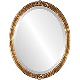 OVALCREST Oval Beveled Wall Mirror for Home Decor - Athena Style - Champagne Gold - 21" x 17" Outside Dimensions
