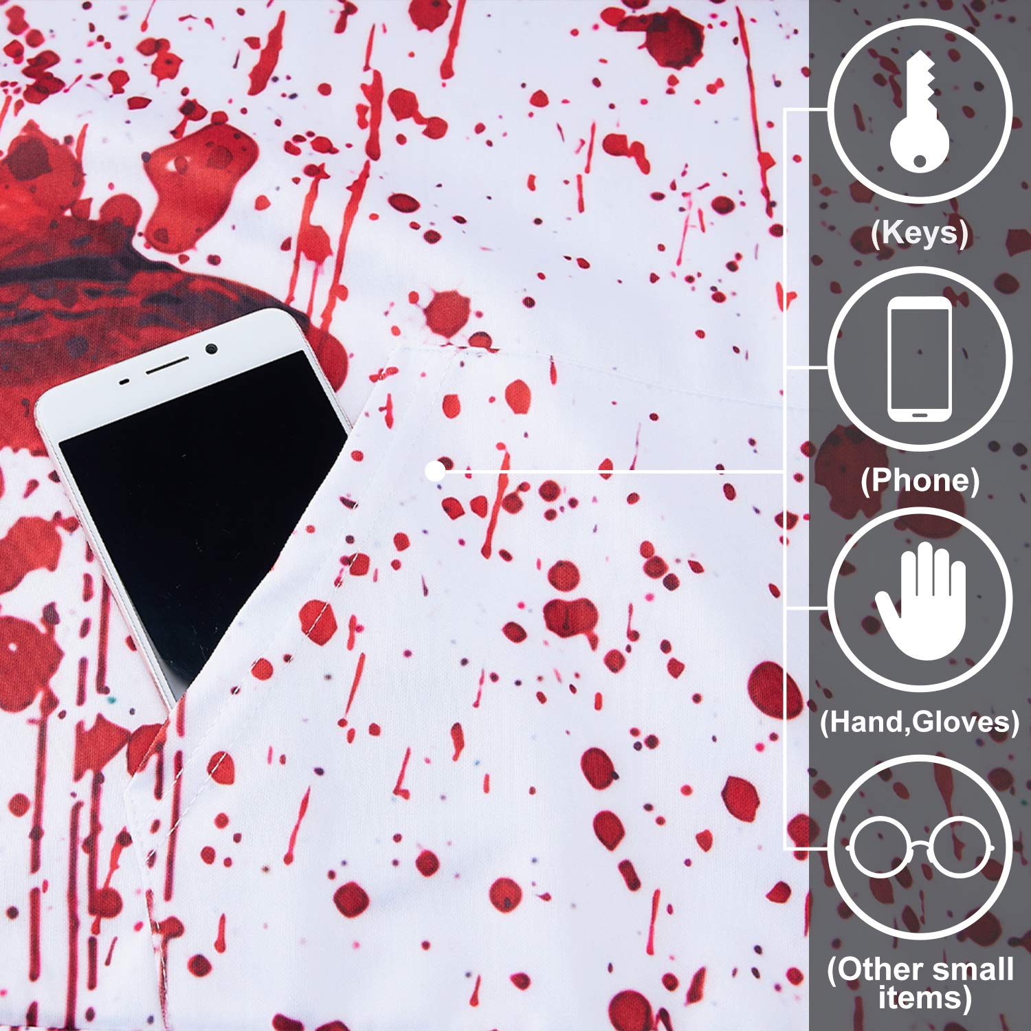 Men\'s Novelty Hoodies Spring Blood Drop I\'m Fine O-Neck Realistic Loose Fit Big Pocket Creative Teenage Guys Street Style Eye-Catching Sweatshirt for All Hallows\' Day Activity (Halloween C,XXL/XXX)