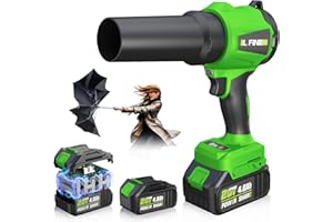 L FINE Leaf Blower Cordless - Lightweight Electric Handheld Blower with Battery and Charger, 3 Speed Mode, Blowers for Lawn Care, Patio Cleaning, Dust Cleaner (Dark Green)