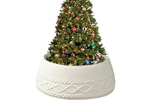 Knitted Christmas Tree Collar,Cream White Rustic Farmhouse Tree Skirt Alternative | Holiday Home Decor Seasonal Festive Party